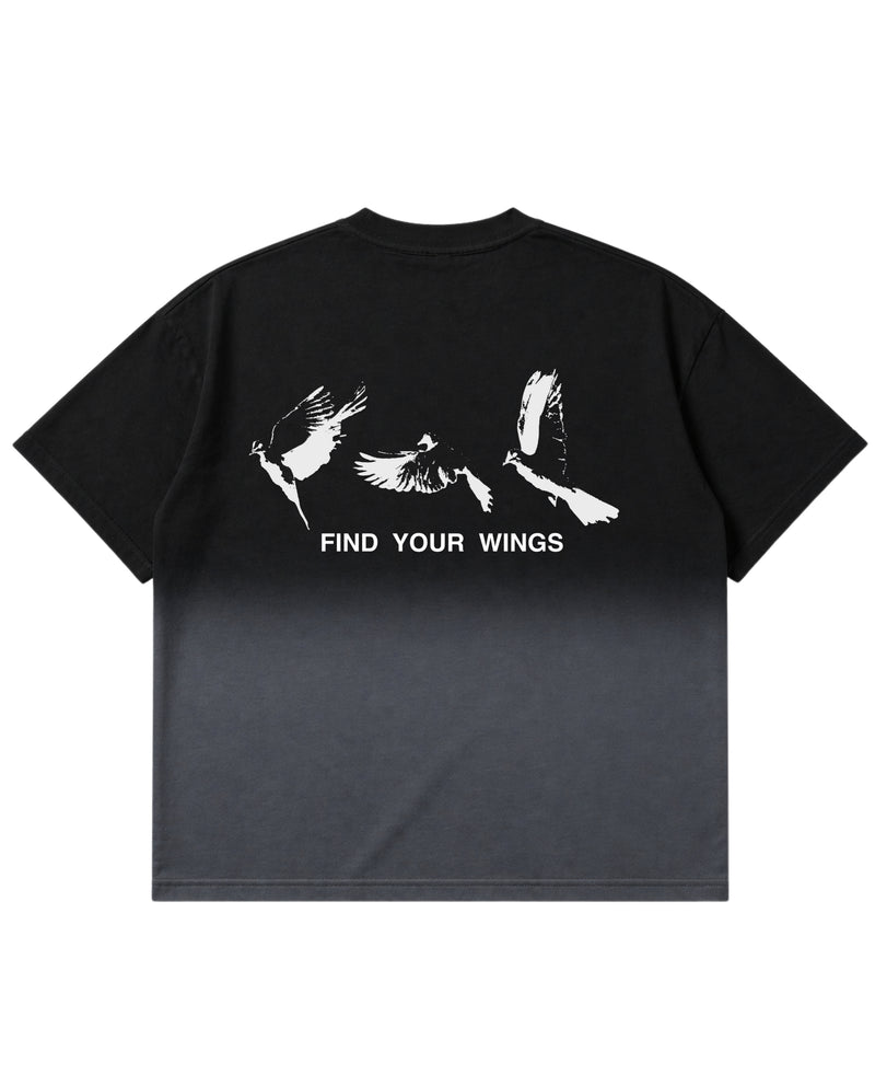 Black Ombré Wash Boxy Fit T-shirt Back Design