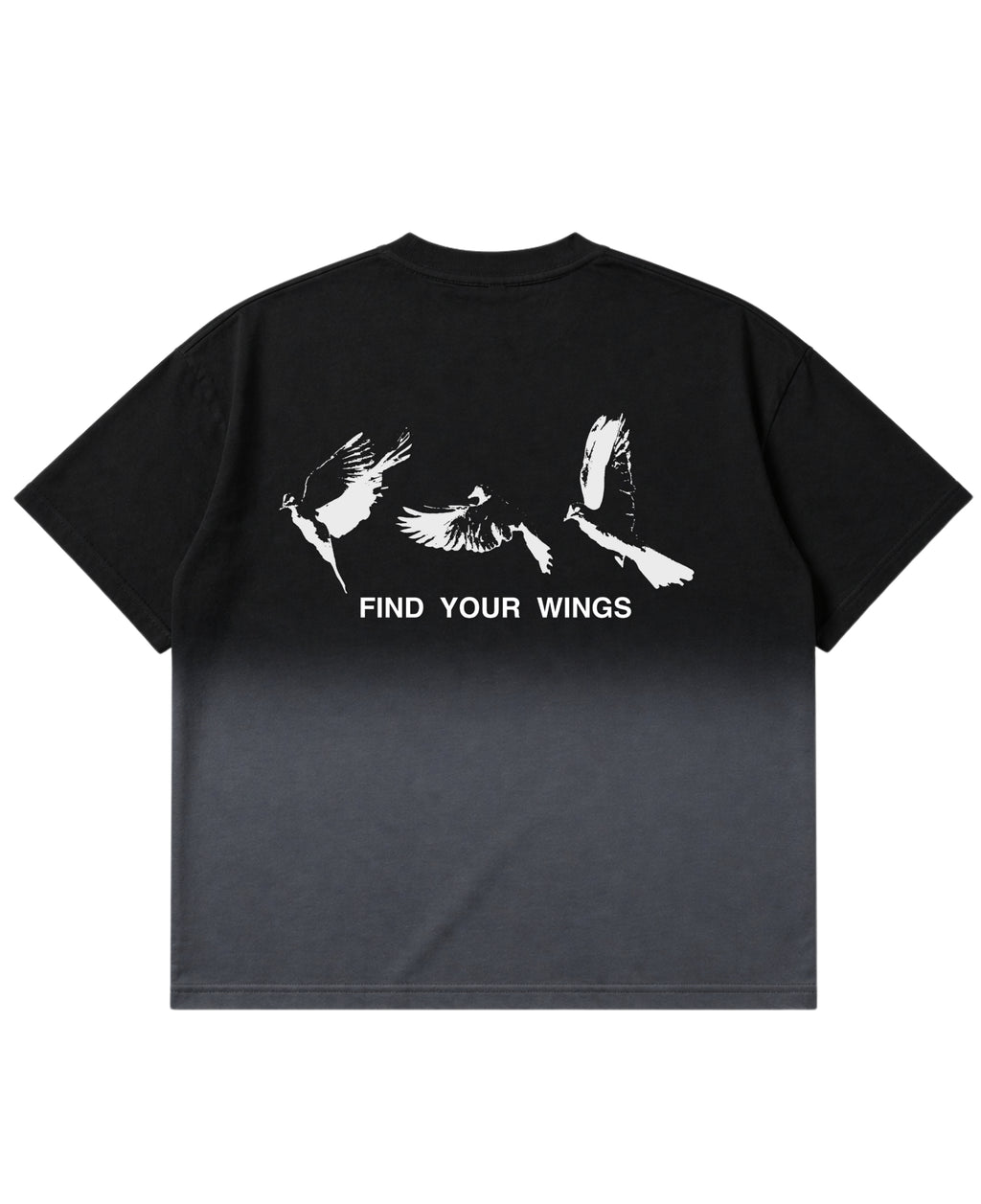 Black Ombré Wash Boxy Fit T-shirt Back Design