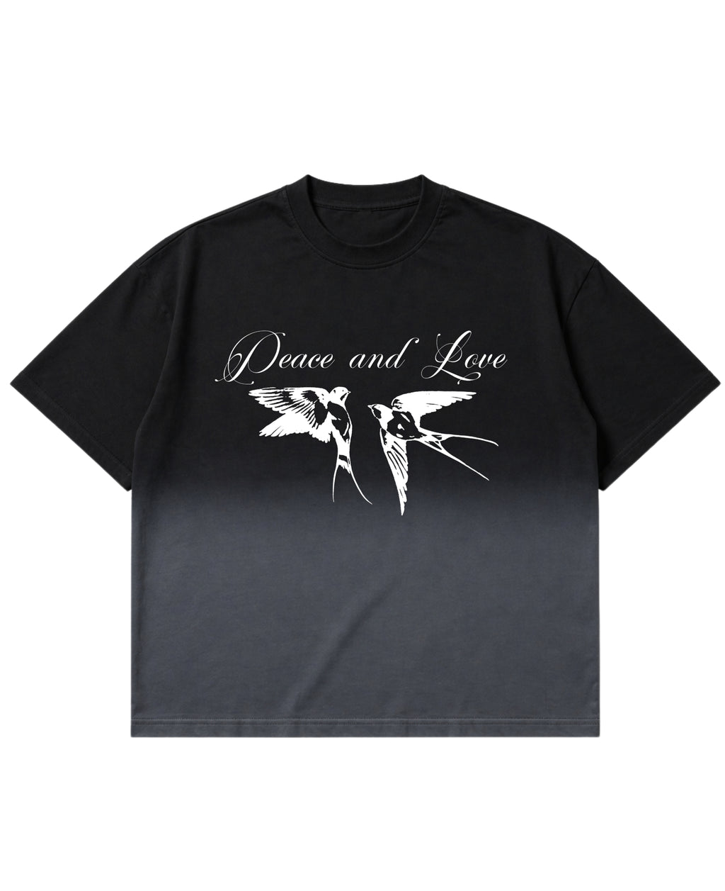 Black Ombré Wash Boxy Fit T-shirt Front Design