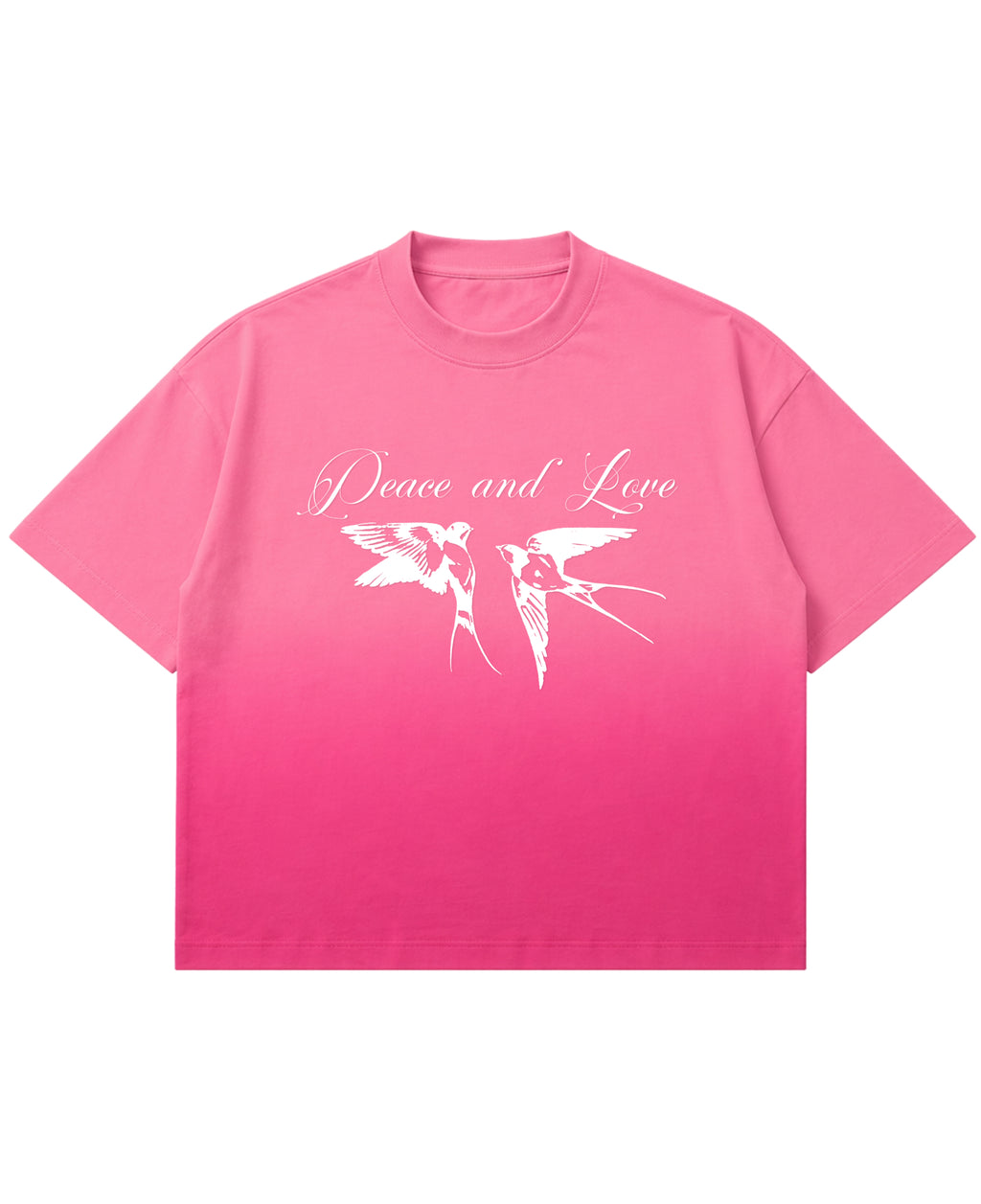 Pink Sunfade Ombré Wash Boxy Fit T-shirt Front Design