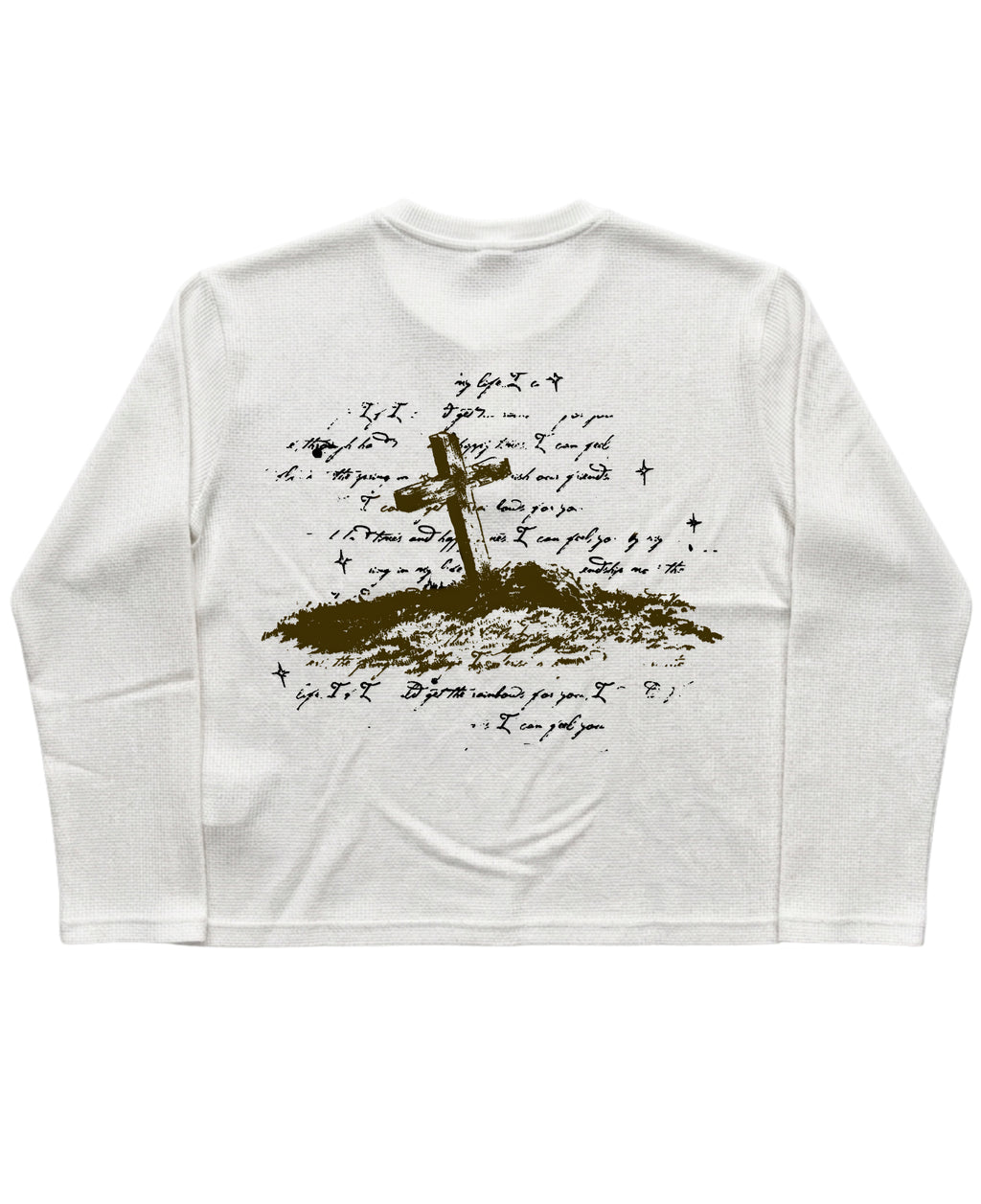 White Henley waffle knit Back Design