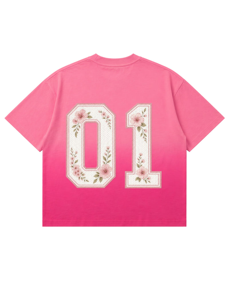 Pink Sunfade Ombré Wash Boxy Fit T-shirt Back Design