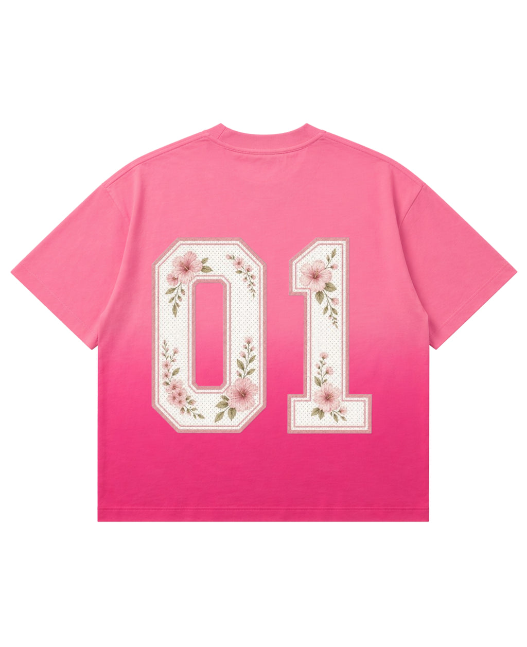 Pink Sunfade Ombré Wash Boxy Fit T-shirt Back Design