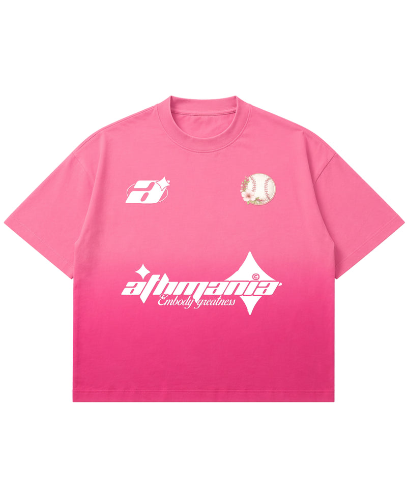 Pink Sunfade Ombré Wash Boxy Fit T-shirt Front Design